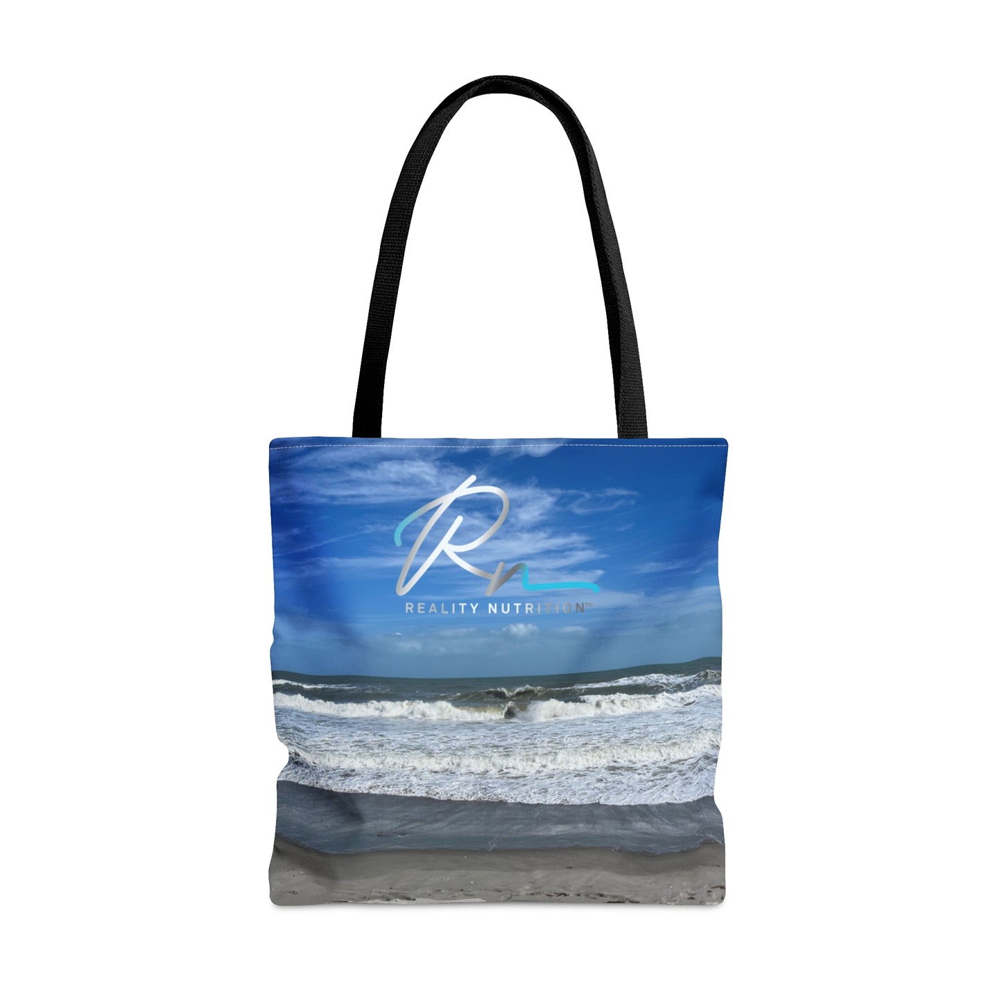 Tote Bag with Florida Beach Scene & Reality Nutrition Logo