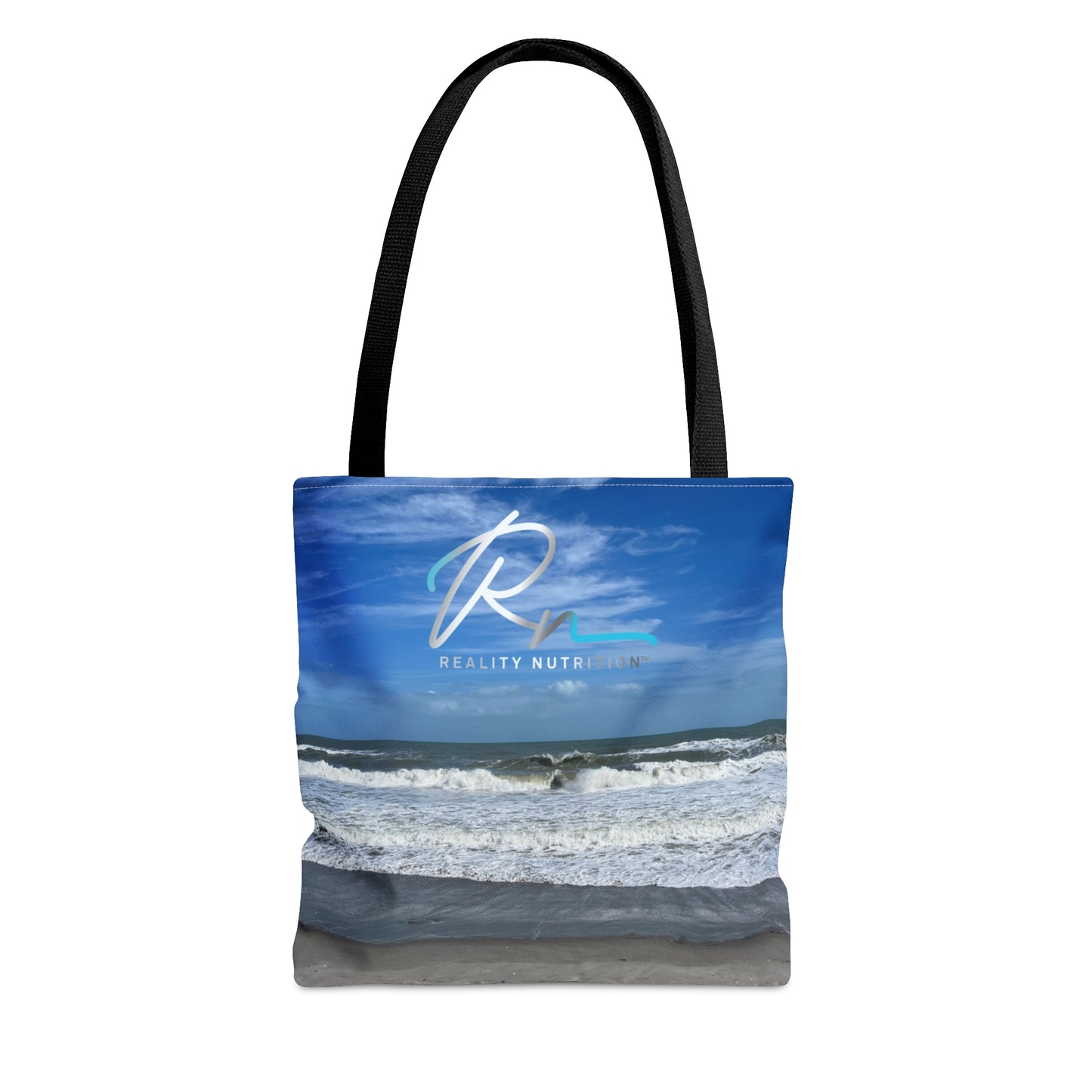 Tote Bag with Florida Beach Scene & Reality Nutrition Logo