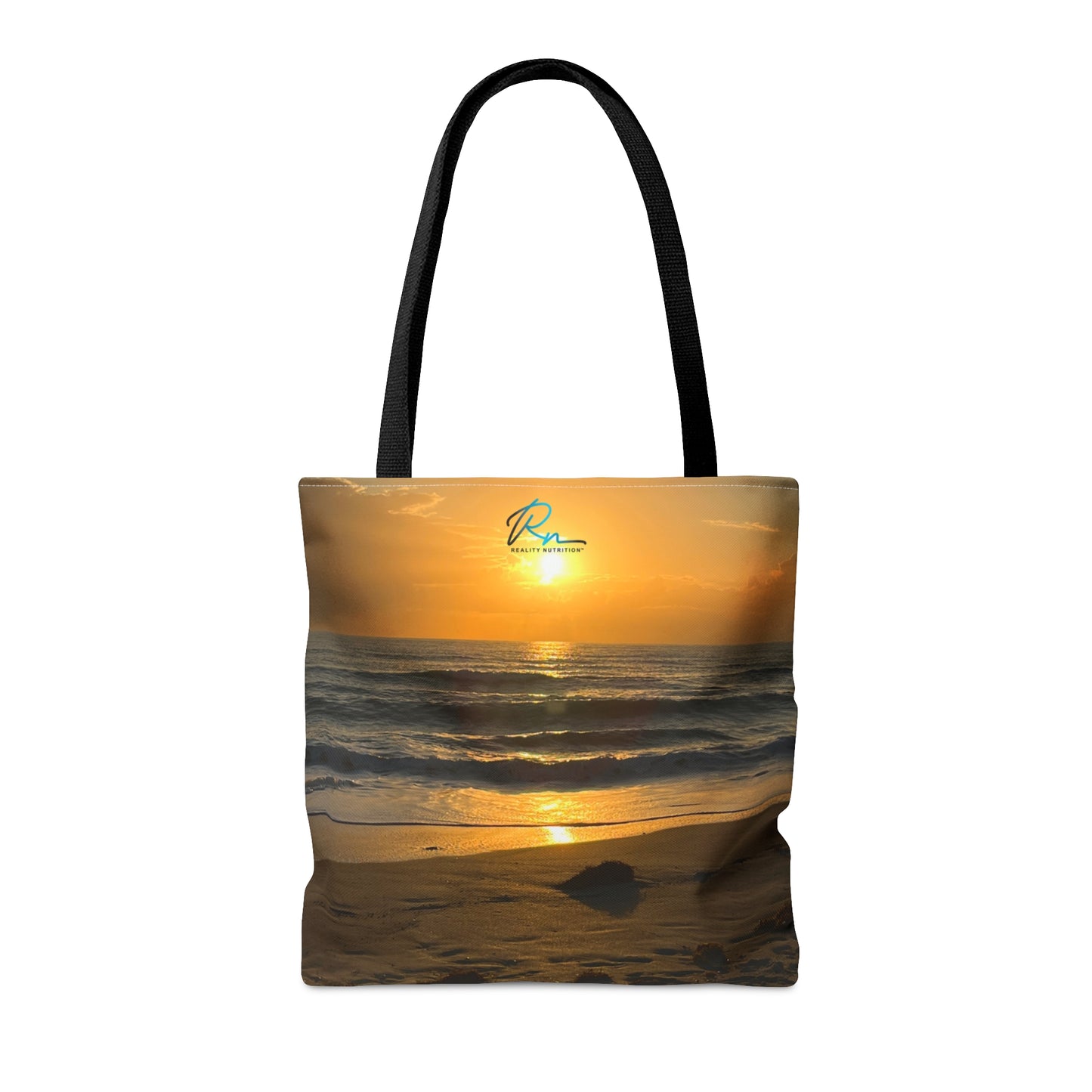 Tote Bag with Florida Beach Scene & Reality Nutrition Logo