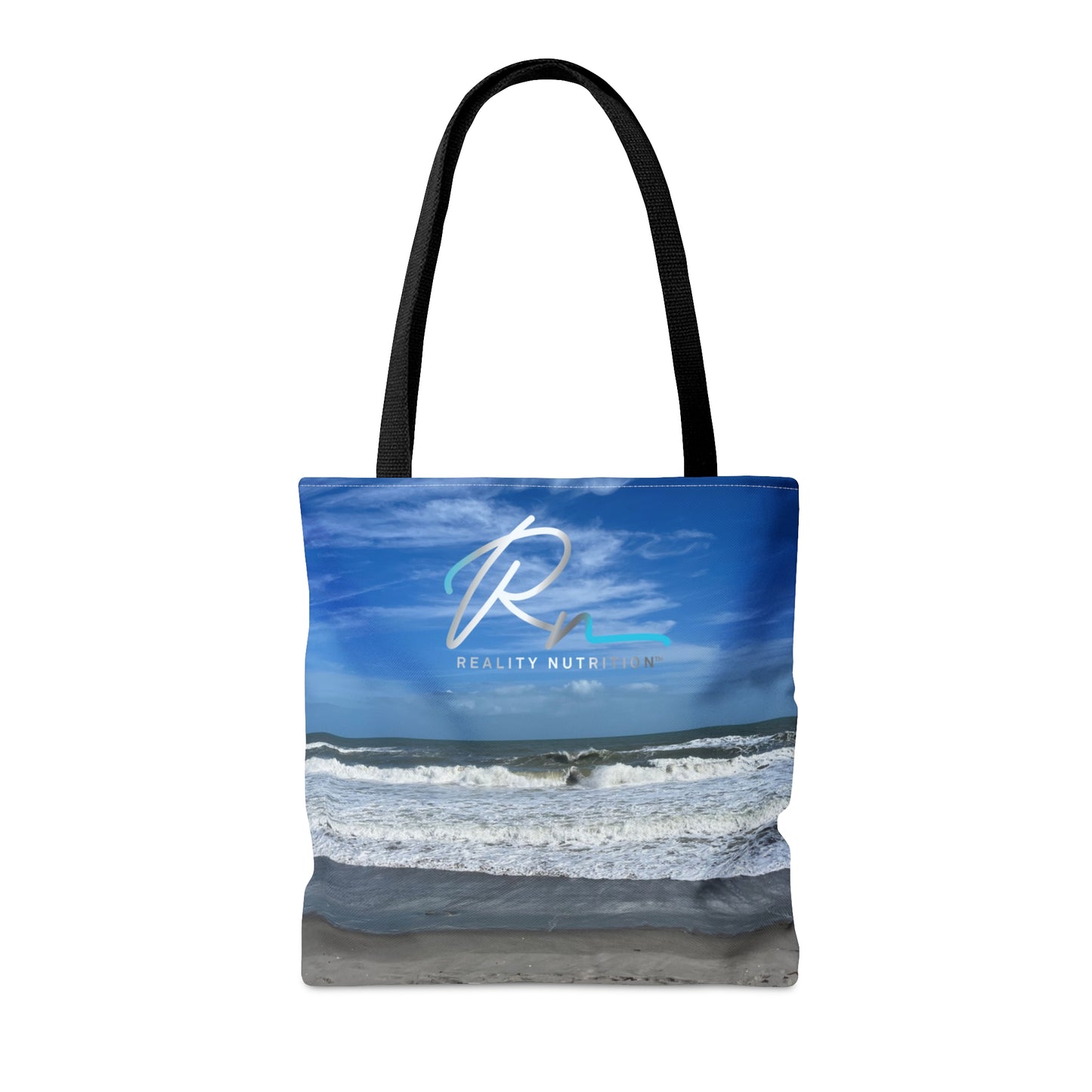 Tote Bag with Florida Beach Scene & Reality Nutrition Logo