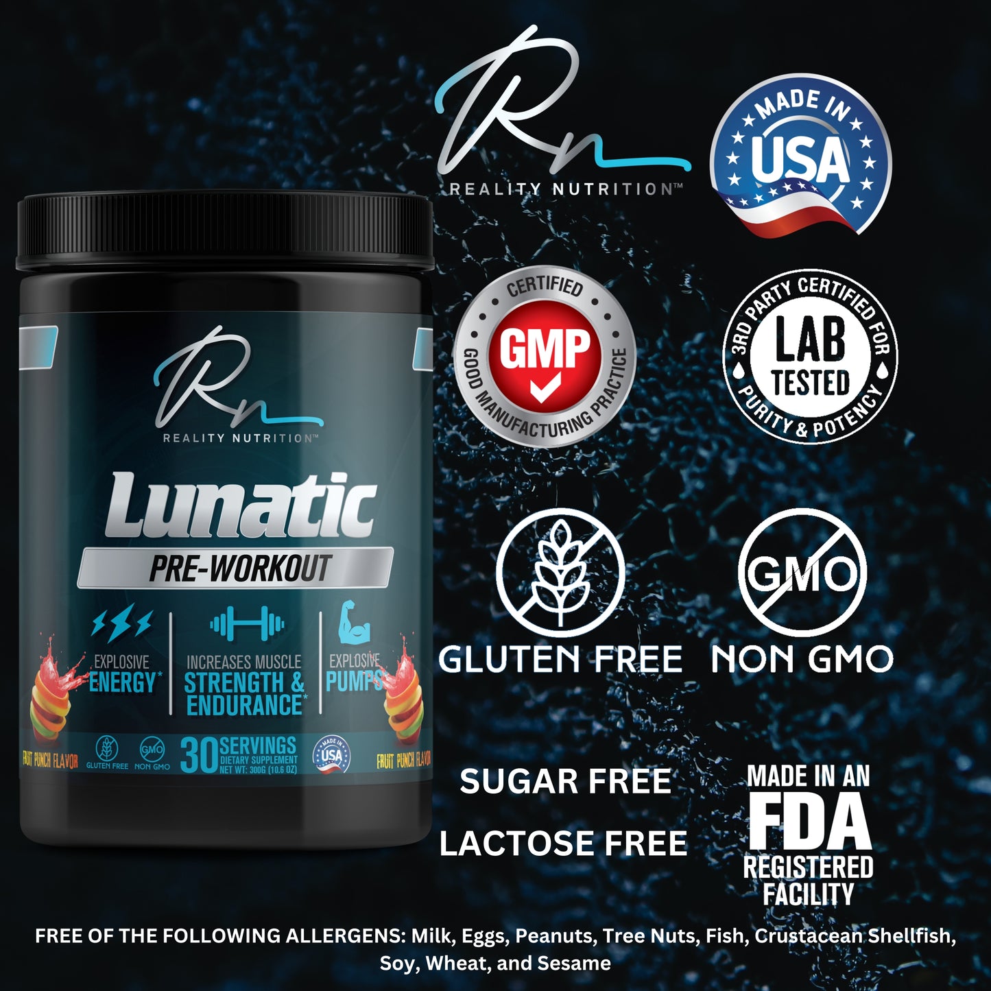 LUNATIC Pre-Workout - Fruit Punch Flavor