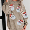 Sequin Santa Patch Ribbed Sweatshirt