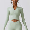 Zip Up Long Sleeve Cropped Active Top