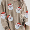 Sequin Santa Patch Ribbed Sweatshirt