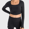 Square Neck Long Sleeve Cropped Sports Top