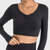 Ruched Cropped Long Sleeve Sports Top