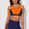 Printed Scoop Neck Back Crisscross Swim Set or Workout Set