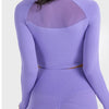Square Neck Long Sleeve Cropped Sports Top