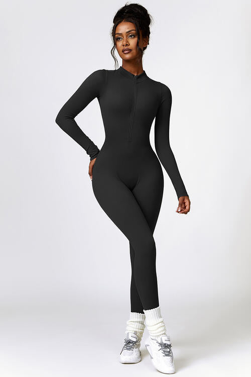 Half Zip Long Sleeve Active Jumpsuit