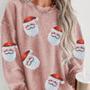 Sequin Santa Patch Ribbed Sweatshirt