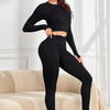 Ruched Round Neck Top and Active Leggings Set
