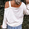 Santa Claus Graphic Asymmetrical Neck Long Sleeve Top