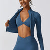 Zip Up Long Sleeve Cropped Active Top