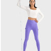 Square Neck Long Sleeve Cropped Sports Top