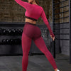 Striped Long Sleeve Top and Leggings Sports Set