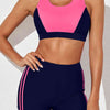 Printed Scoop Neck Back Crisscross Swim Set or Workout Set