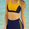 Printed Scoop Neck Back Crisscross Swim Set or Workout Set