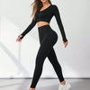 V-Neck Long Sleeve Top and Leggings Active Set
