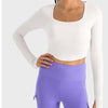 Square Neck Long Sleeve Cropped Sports Top